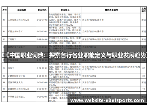 《中国职业词典：探索各行各业职能定义与职业发展趋势》